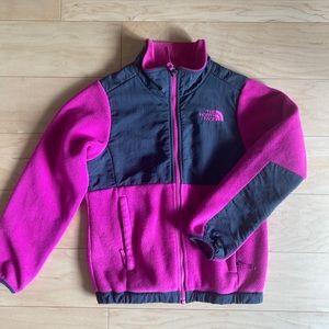Girls North Face Denali Jacket. Magenta& Dark Grey